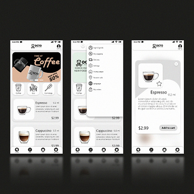 Coffee shop app concept graphic design logo ui