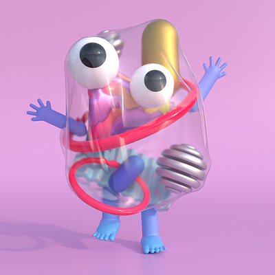 Abstract character Ⅰ🔴🌸🍑👀✨ 3d 3d animation 3d character 3d illustration abstract abstract character animation c4d character character design cinema 4d eyes face graphic design happy humorous illustration pink redshift