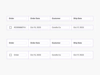 Table Header & Row Component