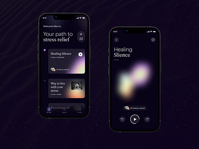 Luxury Mindfulness App Concept dark ui darkmode meditation mental healt mindfulness mobile app ui ui design