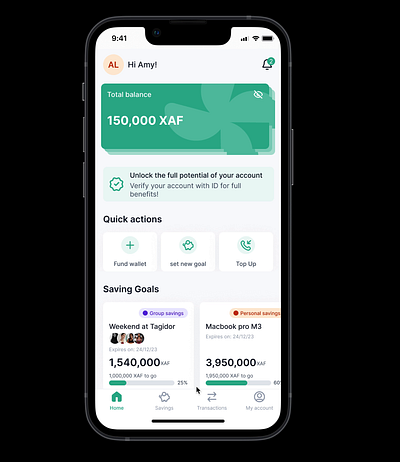 Savings App - Prototype bank banking app figma finance fintech group savings money app nkwa prototype savings app swipe cards