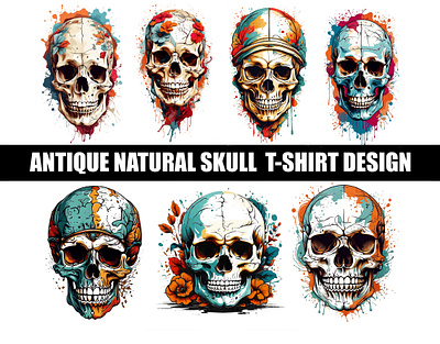ANTIQUE NATURAL SKULL T-SHIRT DESIGN graphic design mdsadikahmedsk