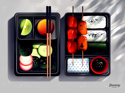 Bento bento cool food illustration japan light poster yummy