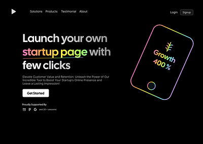 Modern Startup Landing Page branding gradient graphic design landing landingpage logo saas ui web website