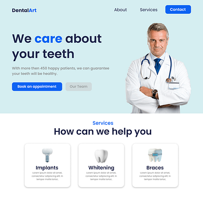DentalArt Web Design - Case study dental design figma graphic design ui webdesign
