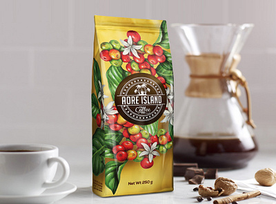 Aore Island Coffee Bag Packaging bag branding coffee beans cofffee design emballage graphic design island logo package packaging pouch tropical