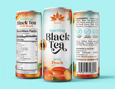 Anada – Sparkling Tea Can black tea branding can design emballage fresh graphic design label logo packaging sparkling tea
