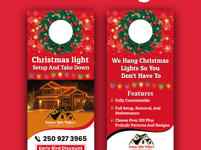 Christmas Santa's Door Hanger Design ads advertisement business flyer catalog christmas creative flyer design door hanger flyer design graphic design illustration light product product catalog promotion santas