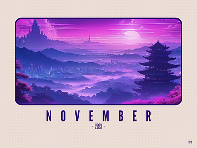 November 2023 2023 2d ai artwork challenge design generative art illustration landscape neon purple november stable diffusion