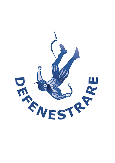 Defenestrare logo design blue graphic design illustration logo typography