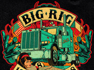 BIG RIG BLAZE digital art illustration inking nft