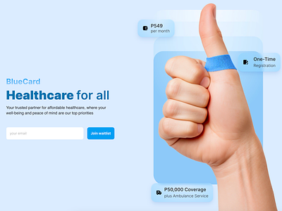Waitlist Page for a Health Card framer health card landing page no code ui waitlist page web design