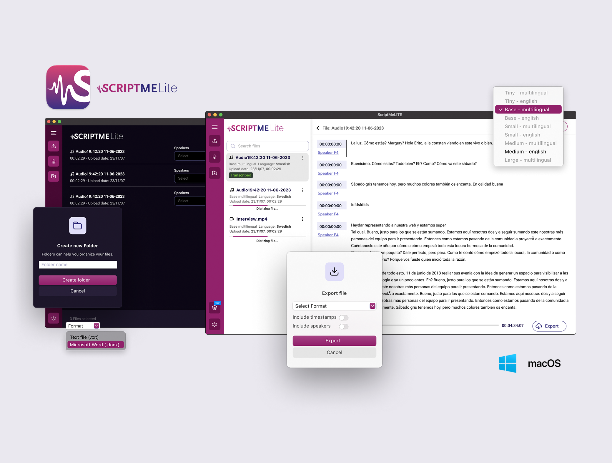 Scriptme LITE desktop app app audio desktop subtitles transcribe video