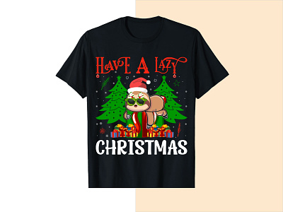 Sloth Merry Christmas T-shirt design christmas custom tshirt design graphic design logo professional sloth tshirt design unique
