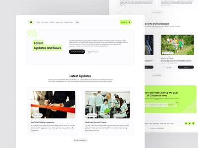 News Page Design of Charity Non Profit Website blog blog page blogs charity design green light minimal news news design news page non profit nonprofit page template trust ui web website white