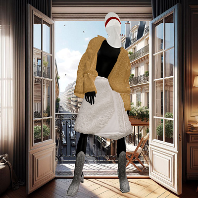 Towel Chic: An Ode to Balenciaga Towel Skirt 3d clothing adobe photoshop clo3d digital art digital fashion fashion design virtual fashion vr