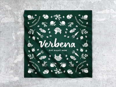 Verbena Café - Screen Printed Bandana apparel bandana brandedmerch branding logo logodesign merchdesign screenprint screenprinted swag