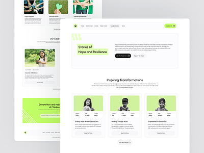 Success Stories Page Design of Charity Non Profit Website blog blog page blogs blogs page chariy design green light minimal news news page non profit nonprofit page template trust ui web website white