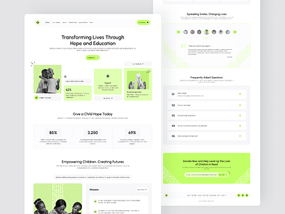 Home / Landing Page Design of Charity Non Profit Website charity design faq green hero home home page landing landing page light main non profit nonprofit page template testimonials trust ui web website