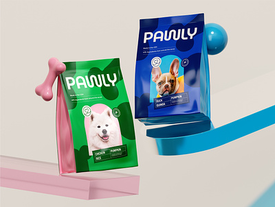 Pawly / Pet Food / Branding & Packaging Design 3d animals branding cute dog dog food dogs food packaging design paw pet pets puppy vet veterinary