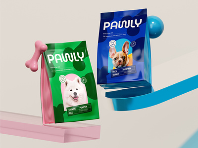 Pawly / Pet Food / Dog Food /Branding & Packaging Design 3d animals branding cute dog dog food dogs food packaging design paw pet pet food pets puppy vet veterinary