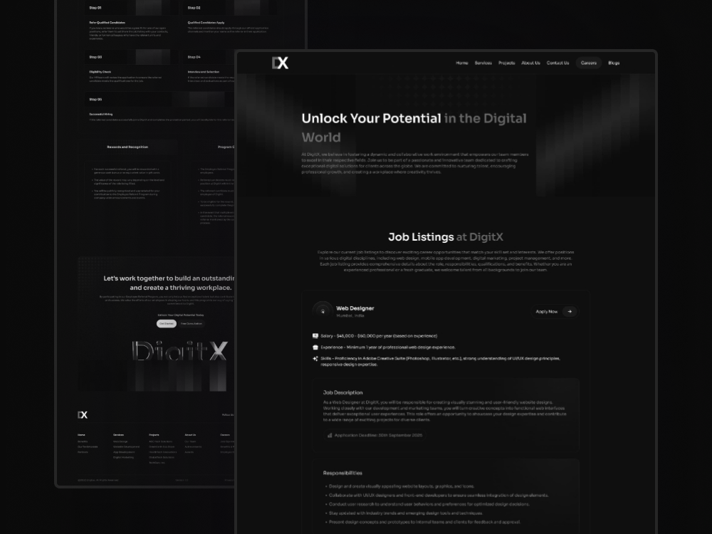 Jobs / Careers Page Design of Digital Agency Portfolio Website agency black business career career page careers careers page company dark design job jobs jobs page modern page portfolio template ui web website
