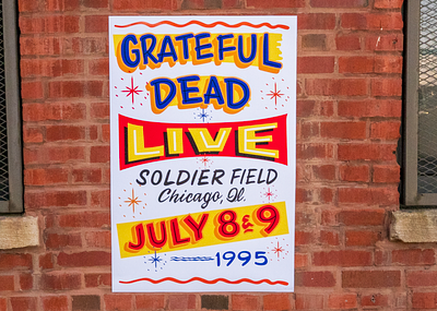 Grateful Dead 1995 - Version 2 chicago concert design grateful dead hand painted poster sign sign painting signs typography