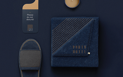 Porto Hotel Branding blue branding design gold graphic design hotel logo logo design porto towel