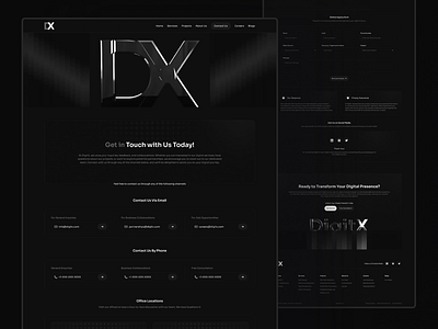 Contact Page Design of Digital Agency Portfolio Website agency black business company contact contact page contact section contact us contact us page dark design information modern page support support page template ui web website