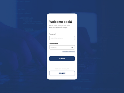 A simple login screen with signup link at the bottom app ui ux