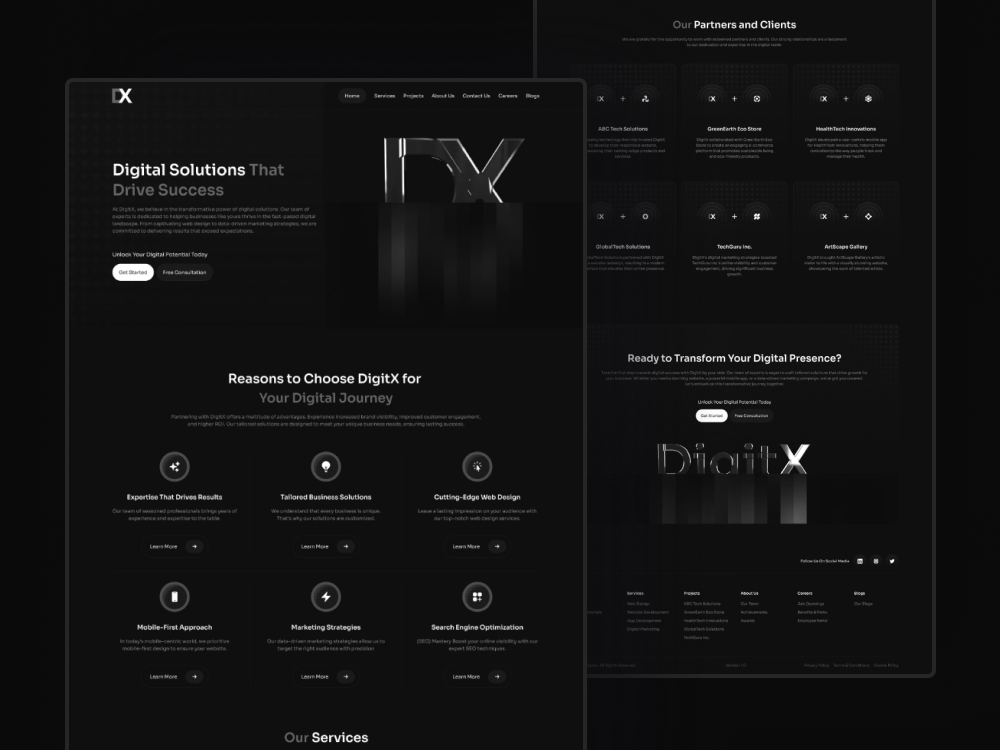 Home / Landing Page Design of Digital Agency Portfolio Website agency black business company creative dark design hero home home page landing landing page main main page modern page template ui web website
