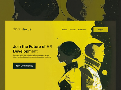 VR Community Landing page Hero Web Design Concept community design figma hero illustration landing page vr web design