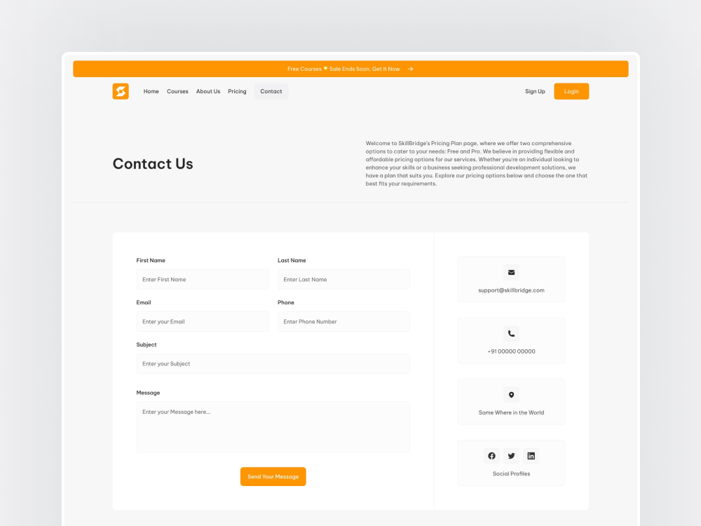 Contact Page Design of Online Course Education Website by Produce UI ...