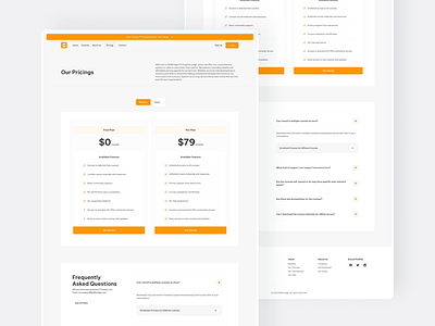 Pricing Page Design of Online Course Education Website beige design education faq learning light online orange page plan pricing pricing details pricing page pricing section subscription subscription page template ui web website