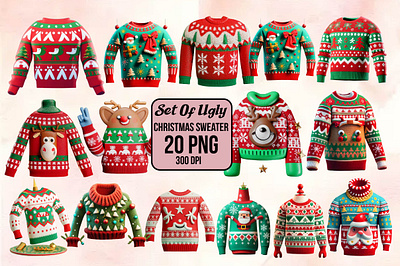 Set Of Ugly Christmas Sweater bundle