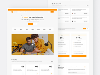 Home / Landing Page Design of Online Course Education Website beige education faq hero home home page landing landing page learning light main main page orange page pricing template testimonial ui web website