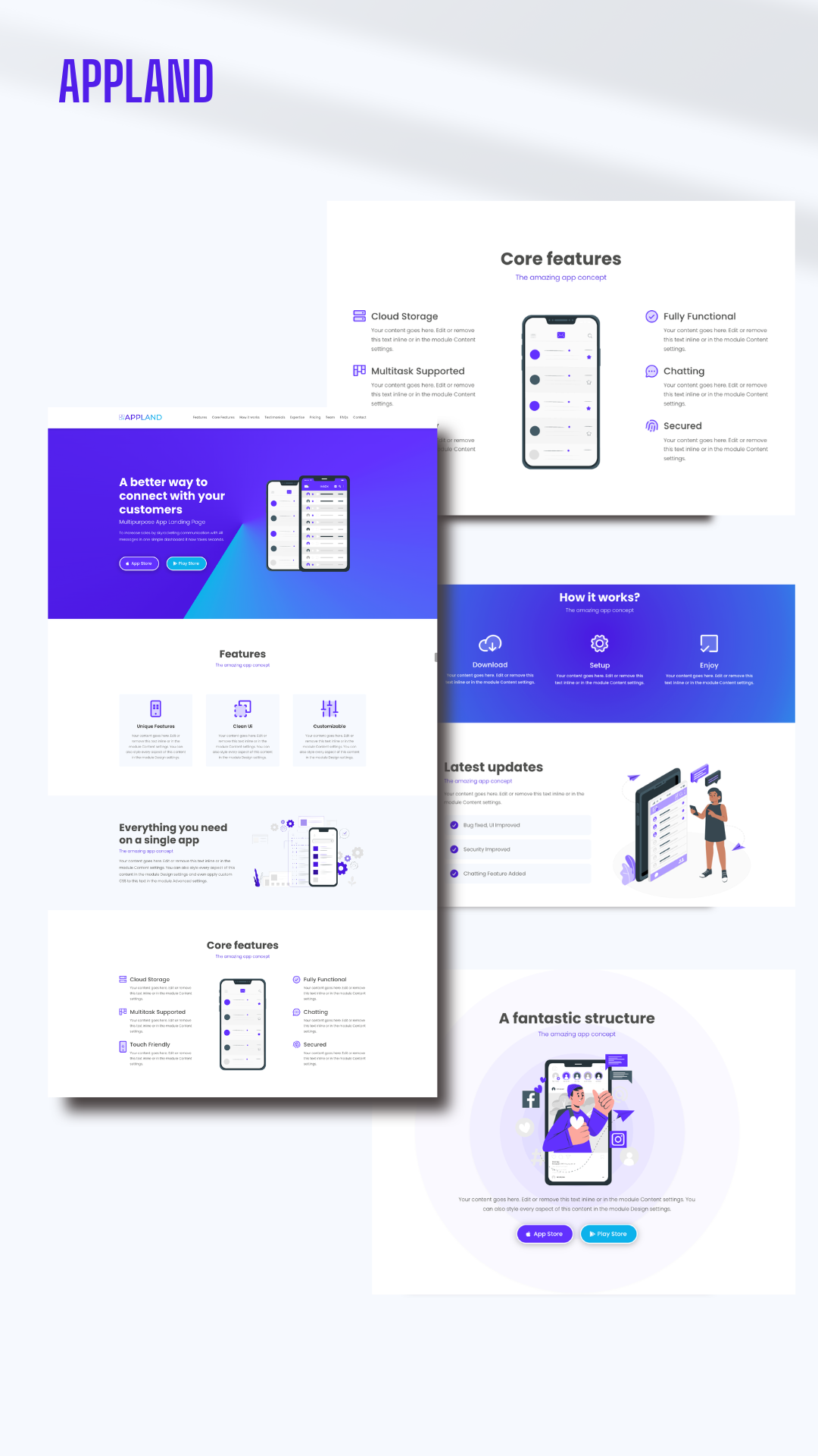 Appland SAAS Landing Page Exploration app design divi figma landing page saas ui uxui wordpress