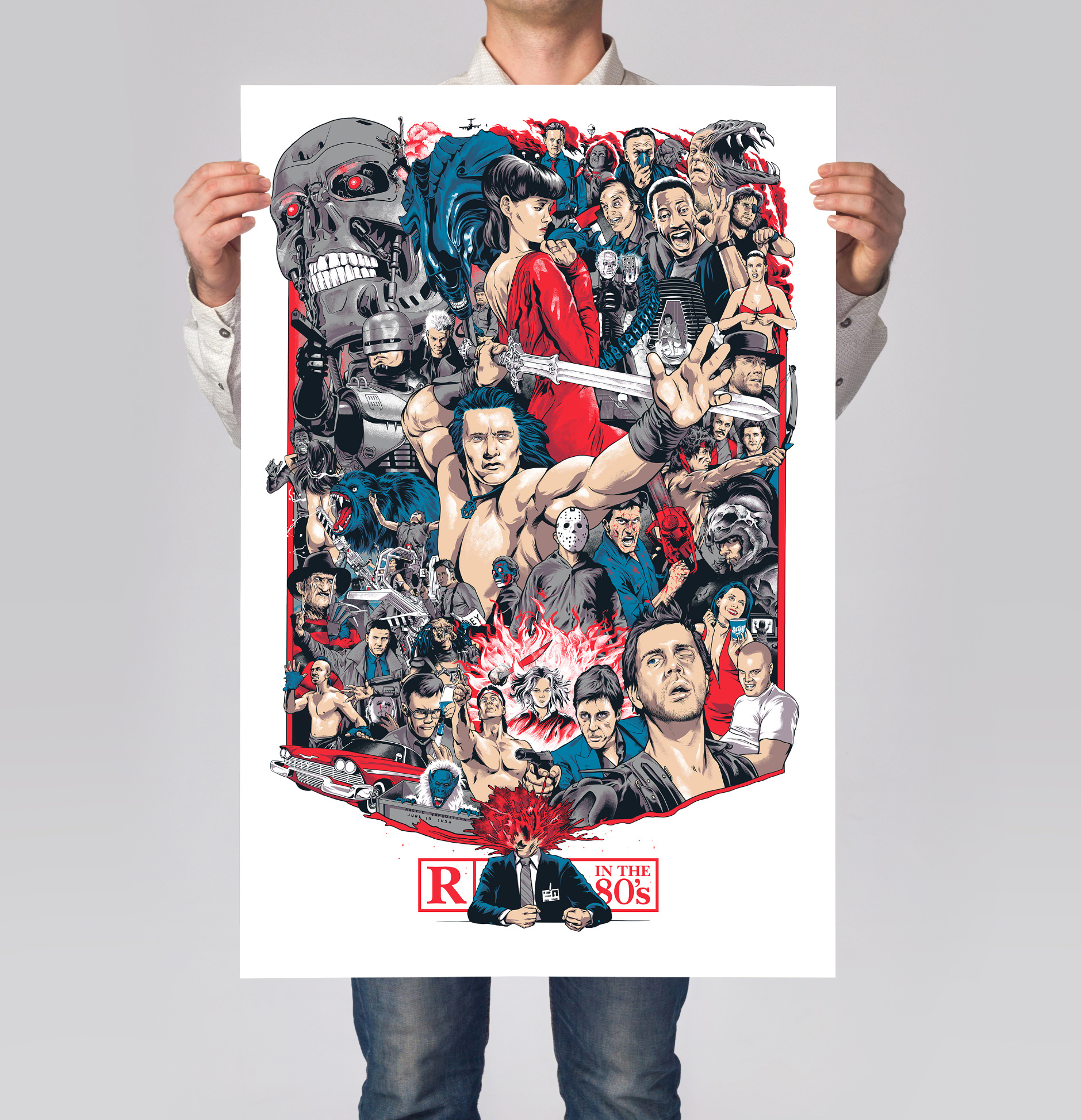 Rated R In The 80's 80s aliens blade runner conan illustration mad max pop culture poster rated r robocop scarface screen print terminator the fly the lost boys total recall you are nex