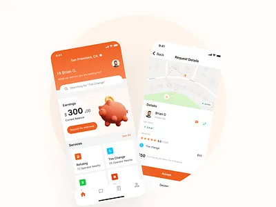 Car Repair App Design car app minimal design mobile app modern modern app orange color ui ui ux design