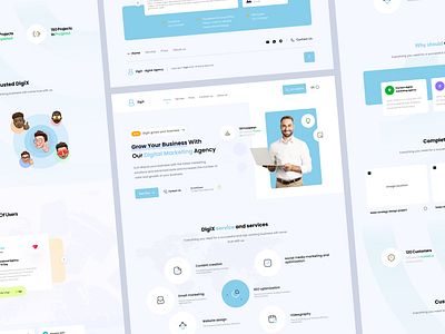 DigiX :: Landing Page agency design agency landing agency web design app company creative graphic design home page illustration landing page light plan subs ui web