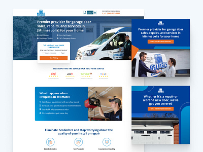 Reliable Garage Door - Landing Page + Ads ad design ads conversion rate optimization cro cro design cro strategy design figma graphic design landing page landing page design