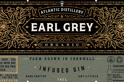 Earl Grey Infused Gin branding design graphic design illustration logo packaging packaging design print typography
