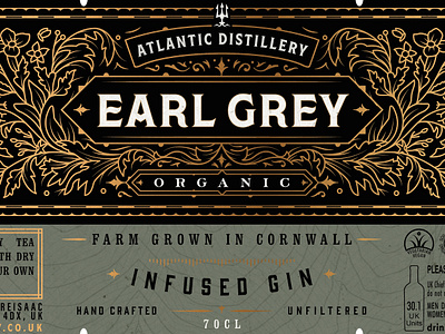 Earl Grey Infused Gin branding design graphic design illustration logo packaging packaging design print typography