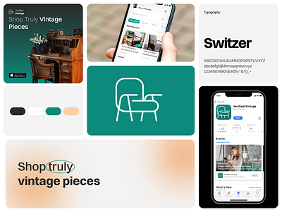 Verified Vintage - Branding - Vintage Furniture Trading App branding graphic design logo ui