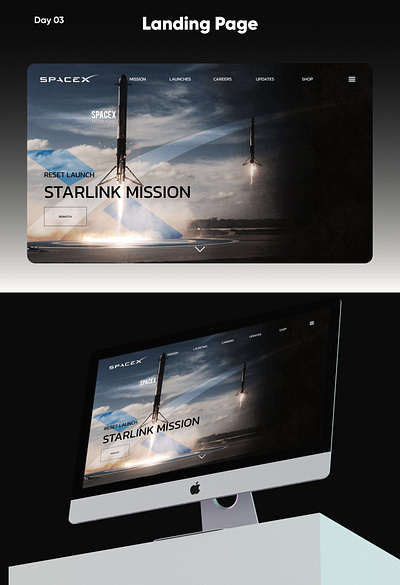 Daily UI Design Challenge Landing Page | #uix101 app branding dailyui graphic design landingpage mockup spacex ui uidesing uix101 ux