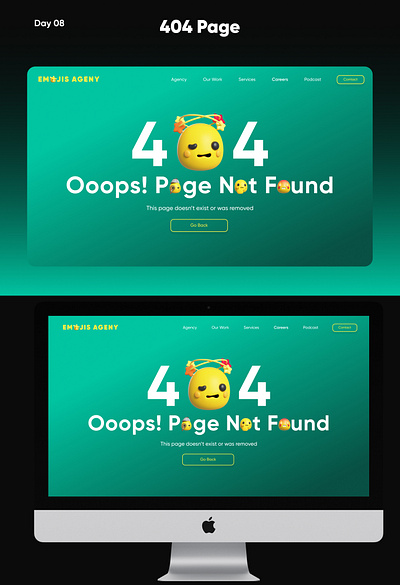 Daily UI Design Challenge 404 Page | #uix101 404page dailyui design emojis ui uidesing uix101 ux