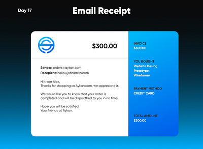 Daily UI Design Challenge Email Receipt | #uix101 dailyui design email ui uidesing uix101 ux