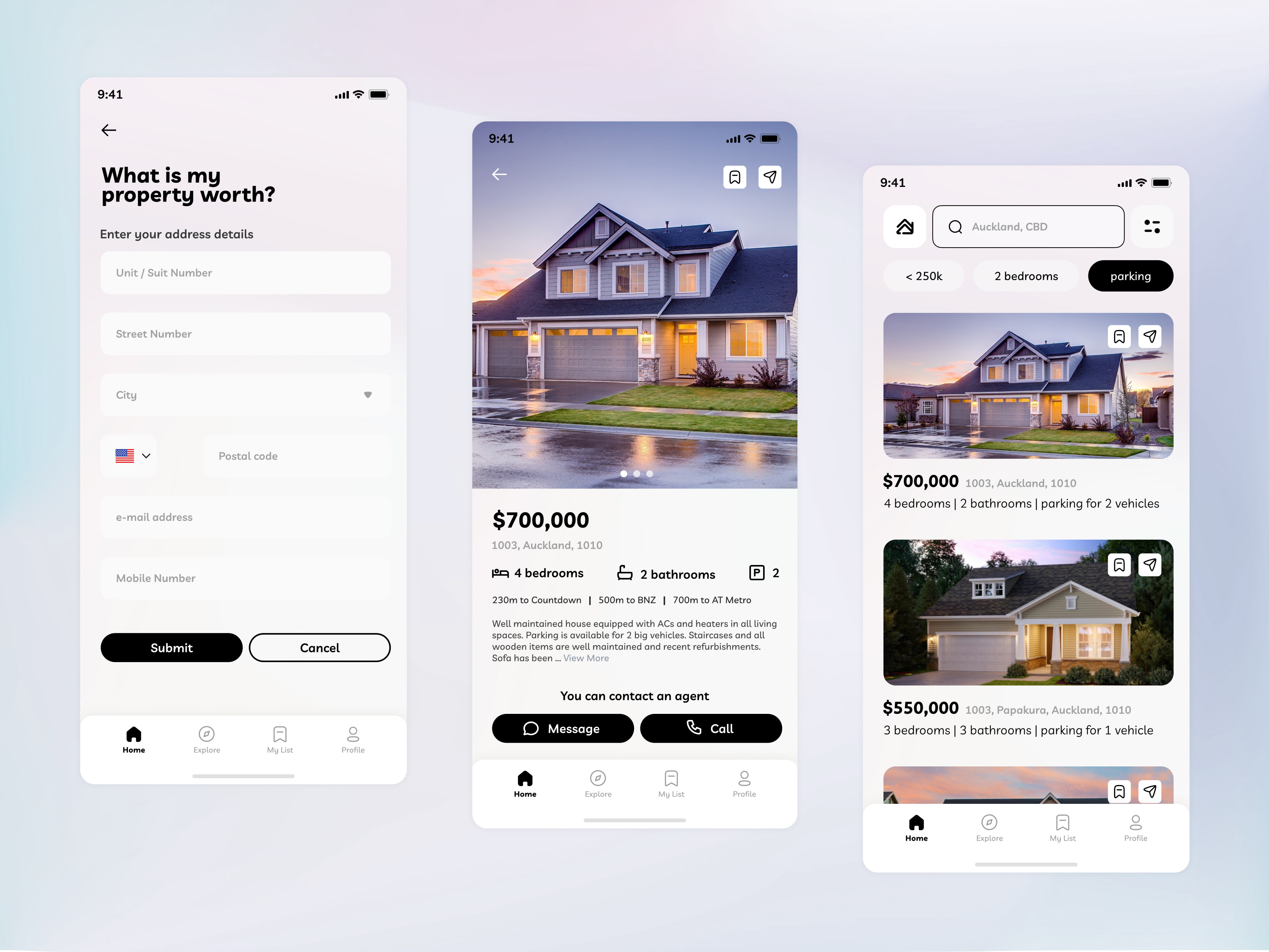 Paradigm Properties - concept UIs branding daily ui dailyui dailyui challenge design home jithmi alwis mobile mobile ui real estate real estate app real estate ui ui uiux ux