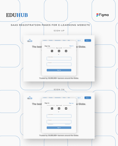Registration pages for EduHub: An E-learning website. figma logo ui uiux ux website