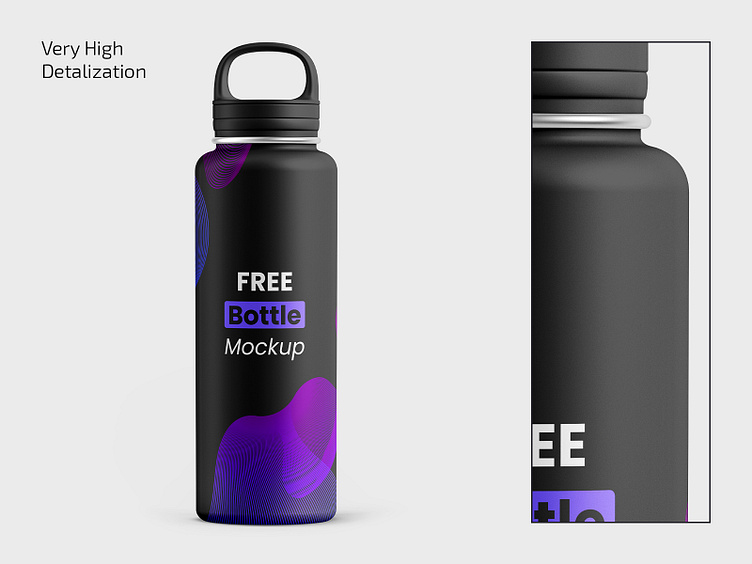 Free Metallic Water Bottle Mockup Set by Free PSD Templates on Dribbble